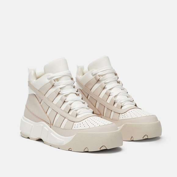 zara white high top sneakers